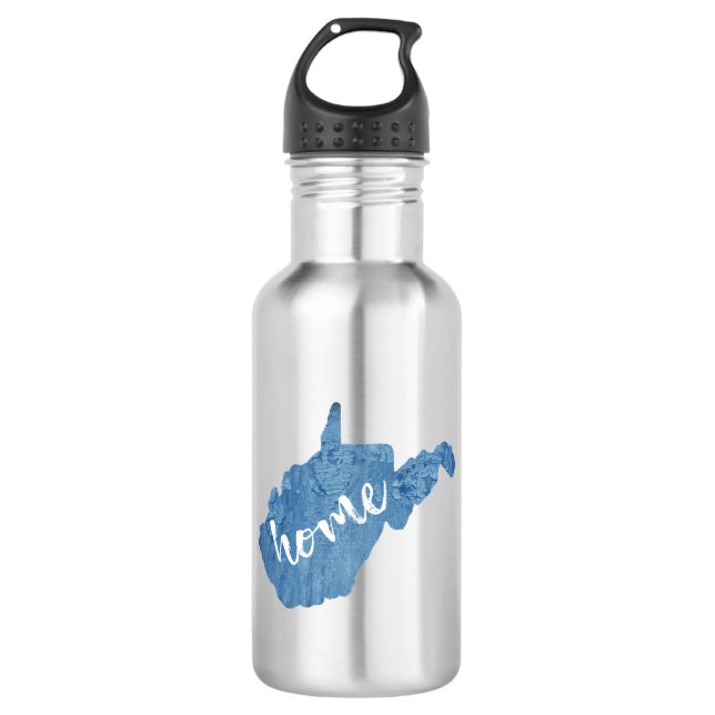 Botella De Agua Hogar de West Virginia Grano de Madera (Anverso)