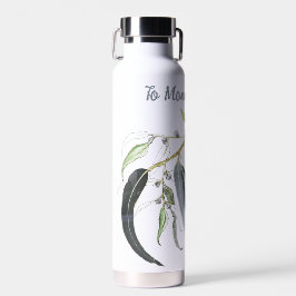 Botella De Agua hoja de goma verde pálido con mensaje