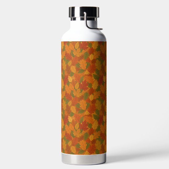 Botella De Agua Hojas clásicas de otoño con patrón (Izquierda)