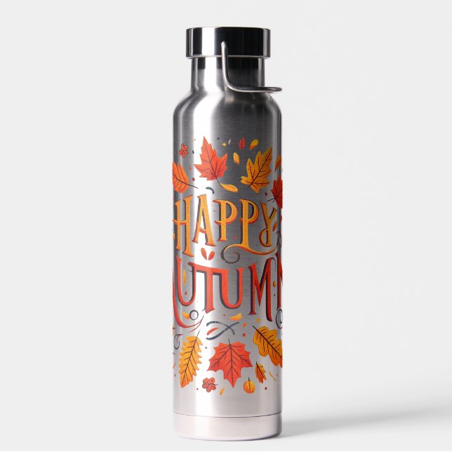 Botella De Agua hojas clásicas y otoño feliz (Izquierdo)
