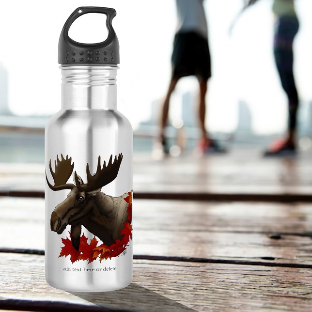 Botella De Agua Hojas de arce rojas de Moose (Subido por el creador)