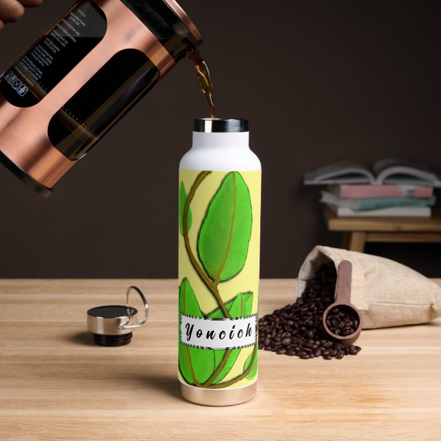Botella De Agua Hojas de Kenneth Yoncich (Café)
