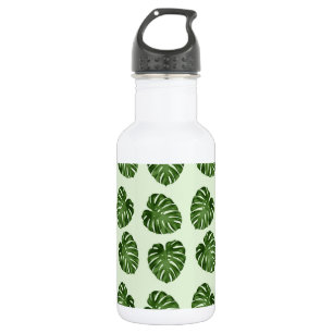 Botella De Agua Hojas de Palma, Hojas Verdes, Patrón Tropical