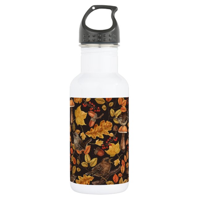 Botella De Agua Hojas otoñales, bayas, setas y venas (Anverso)