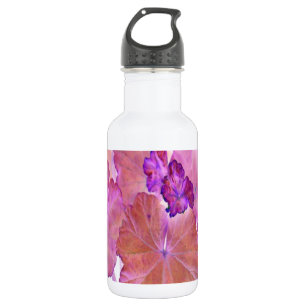 Botella De Agua Hojas rosadas de geranio