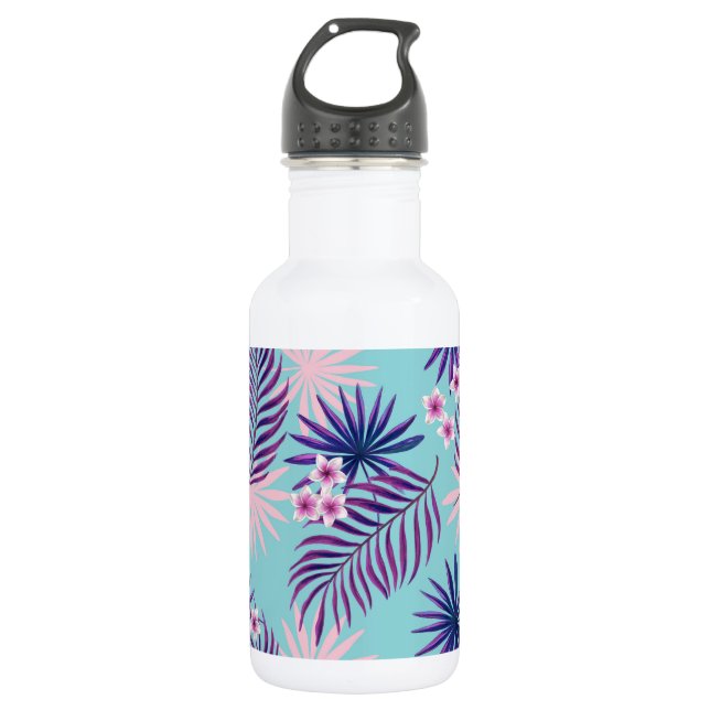 Botella De Agua Hojas tropicales y flores 2 (Anverso)