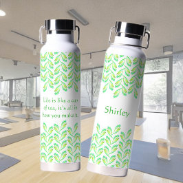 Botella De Agua Hojas verdes neón - arte fractal, irlandés diciend