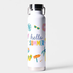 Botella De Agua Hola Diseño Retro de Diversión en la Playa de Vera