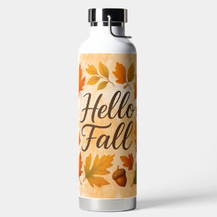 Botella De Agua Hola Hojas de otoño y bellotas