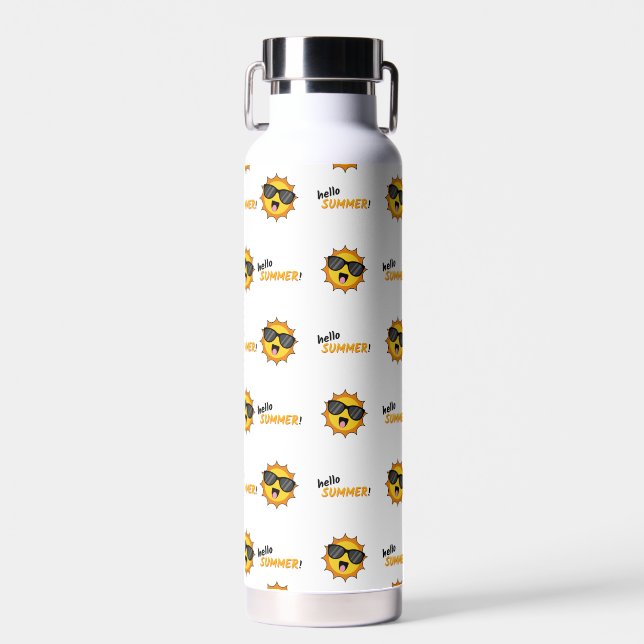 Botella De Agua Hola Sol de verano con gafas de sol (Delantero)