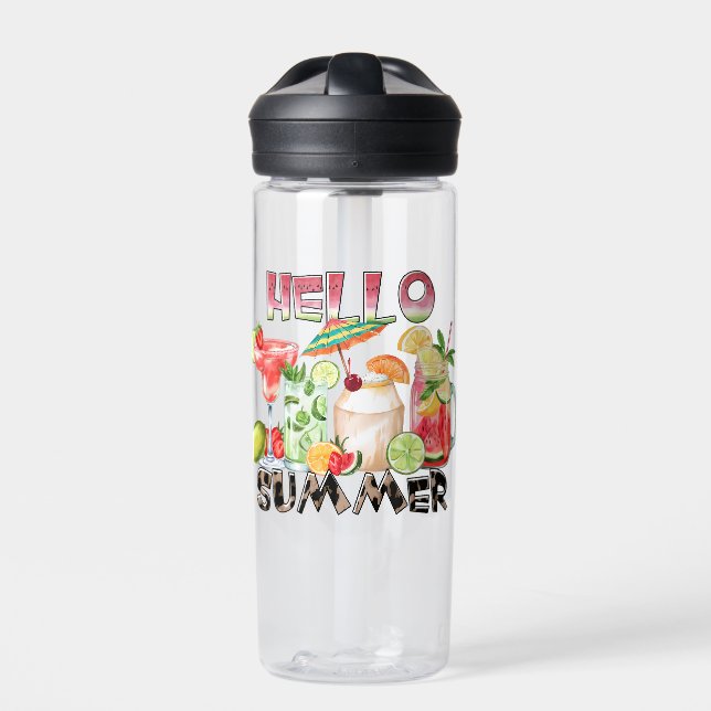 Botella De Agua Hola Summer Tropical Drinks Mug - Vibe Refrescante (Delante)