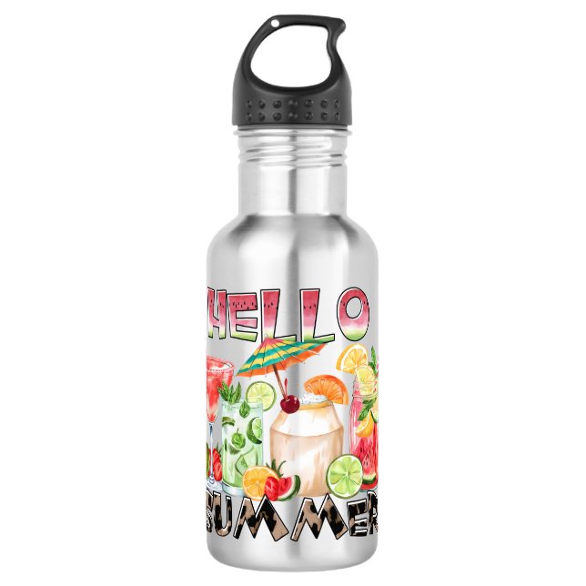 Botella De Agua Hola Summer Tropical Drinks Mug - Vibe Refrescante (Anverso)