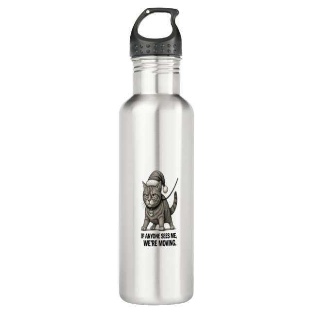 Botella De Agua Holiday Cat “We’re Moving" (Anverso)