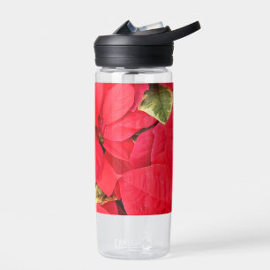 Botella De Agua Holly Point Poinsettias Holiday Floral