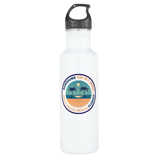 Botella De Agua Hollywood Beach Florida Water Bottle (Anverso)