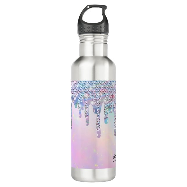 Botella De Agua Holografía de moda del Purpurina arcoiris (Anverso)