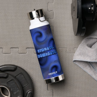 Botella De Agua Holographic Retro Swirl Blue Neon Fitness 2026 Gym