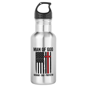 Botella De Agua Hombre de Dios Diseño de camiseta cristiana de cru