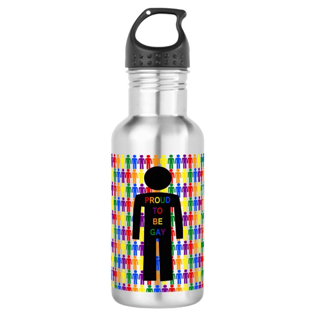 Botella De Agua Hombre gay LGBTQ Silhouette y hombres arcoiris (Anverso)