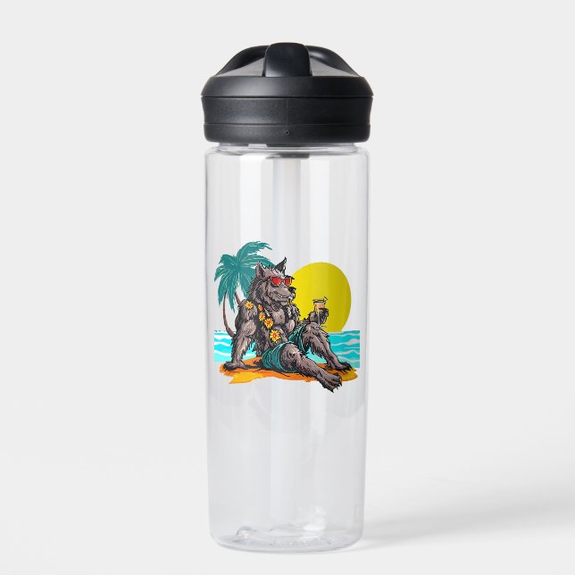 Botella De Agua hombre lobo de vacaciones (Delante)