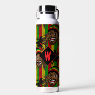 Botella De Agua Hombre Rasta Sonriente Monograma Rayado