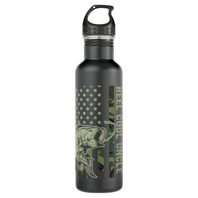 Botella De Agua Hombres Reel Guay Tío Camuflaje Bandera Americana  (Anverso)
