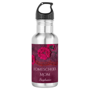 Botella De Agua Homeschool Mom Purple Floral