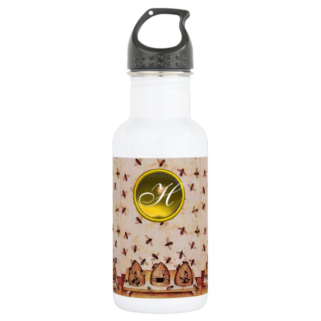 Botella De Agua HONEY BEE, BEEKEEPER, Monograma Gemstone (Anverso)