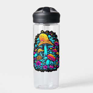 Botella De Agua Hongos y flores retro neón
