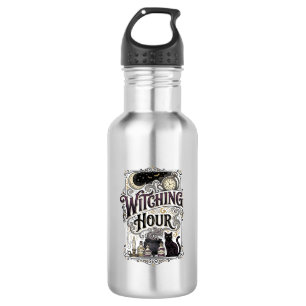 Botella De Agua Hora Bruja Grabado Vintage Diseño de Bruja_1