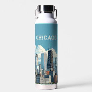 Botella De Agua Horizonte de Chicago Azul