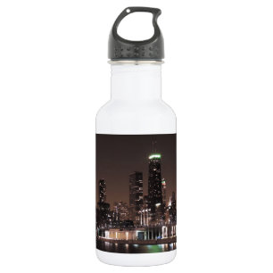 Botella De Agua Horizonte de Chicago en la noche
