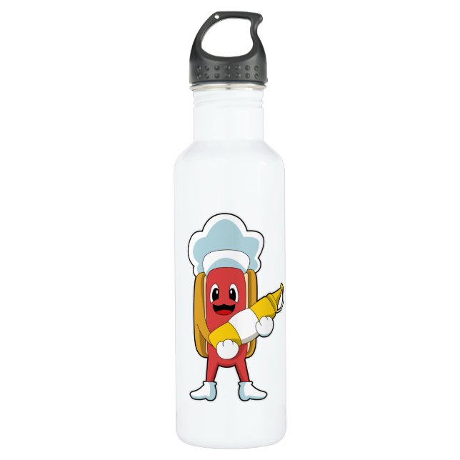 Botella De Agua Hotdog con Mustard (Anverso)