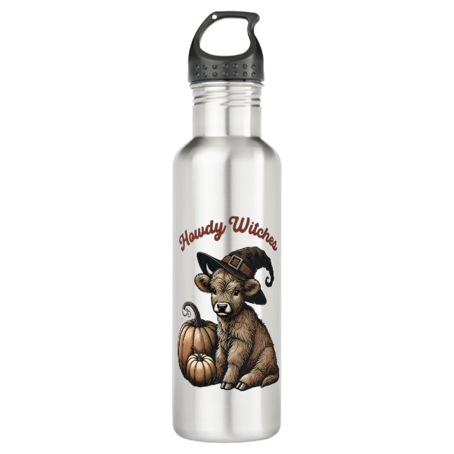 Botella De Agua Howdy Witch Halloween Highland Cow (Anverso)