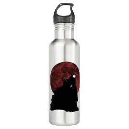 Botella De Agua Howlin oscuro del lobo en la luna