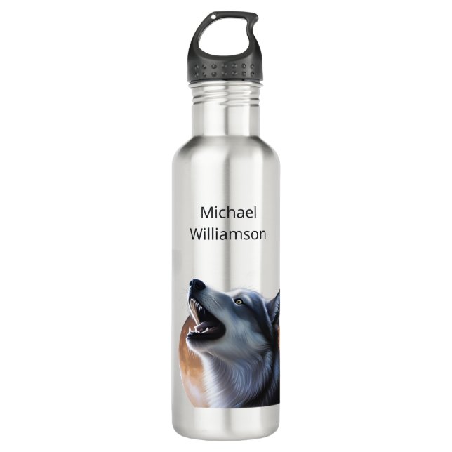 Botella De Agua Howling Wolf Monograma (Anverso)