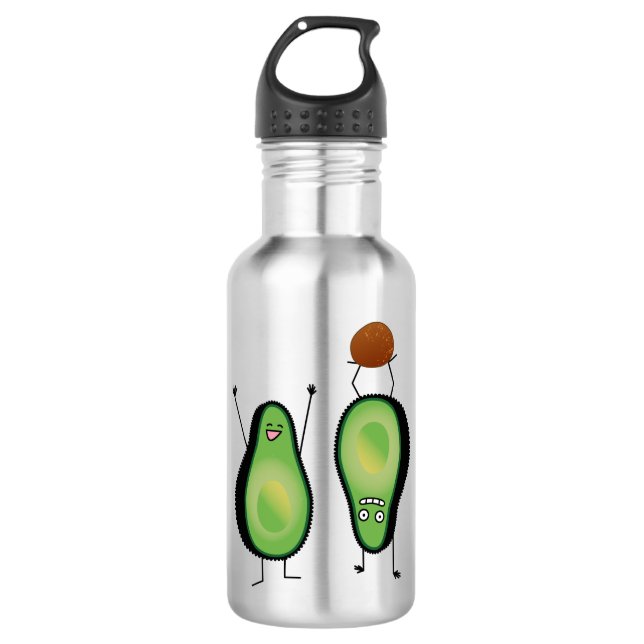 Botella De Agua Hoyo verde divertido del handstand del aguacate (Anverso)