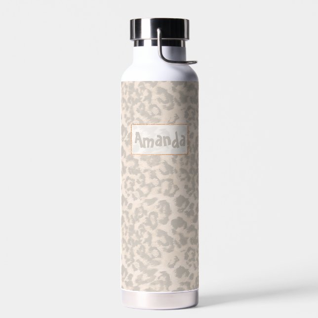 Botella De Agua Huella de leopardo beige. (Izquierdo)