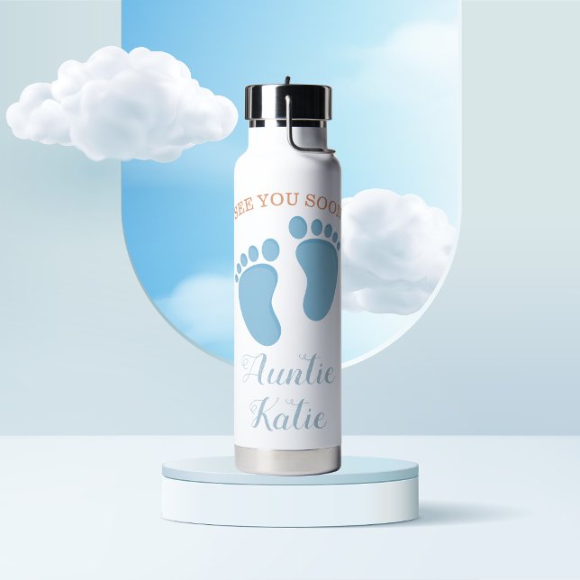 Botella De Agua Huellas azules de nombre del bebé del personalizad (Subido por el creador)