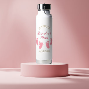Botella De Agua Huellas de Chica de Invitación de embarazo de pers