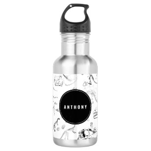 Botella De Agua Huesos fósiles de dinosaurios nombre personalizado