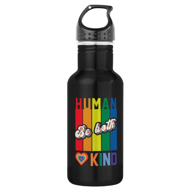 Botella De Agua Humano | Ser amable | Arcoiris | LGBTQ (Anverso)
