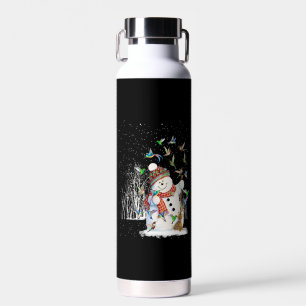 Botella De Agua Hummingbird Snowman Feliz Navidad