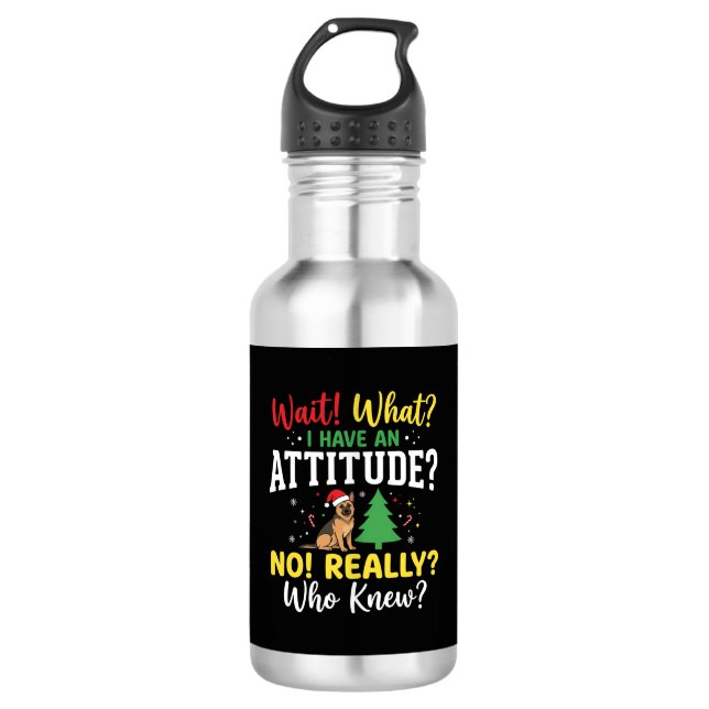 Botella De Agua Humor Actitud Perro Navidad (Anverso)