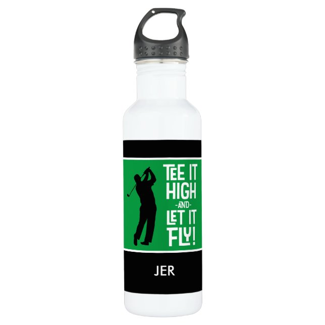 Botella De Agua Humor deportivo de golf Tee Cita Cute verde negro  (Anverso)