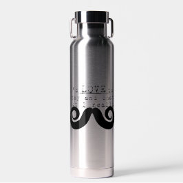Botella De Agua Humor Divertido Negro Bigote
