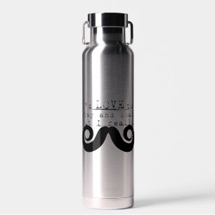 Botella De Agua Humor Divertido Negro Bigote