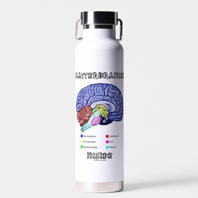 Botella De Agua Humor geek de cerebro deslumbrado (Delantero)