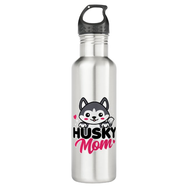 Botella De Agua Husky Dog Mom Cute Kawaii Design (Anverso)