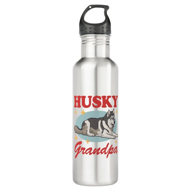 Botella De Agua Husky Grandpa Dog Owner Siberian Husky (Anverso)